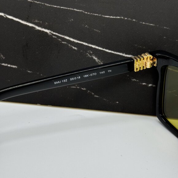 NEW MIU MIU BLACK GREEN SQUARE SUNGLASSES MU13ZS 16K07O WOMEN MIU MIU MU 13ZS - Picture 9 of 11
